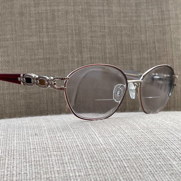 Sophia Loren by Zyloware Ladies Eyeglasses Gold/Red Tone Crystal Accent Glasses - Picture 1 of 12
